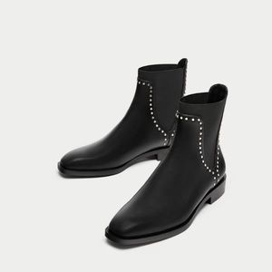 Flat Ankle Boots with Studs Zara